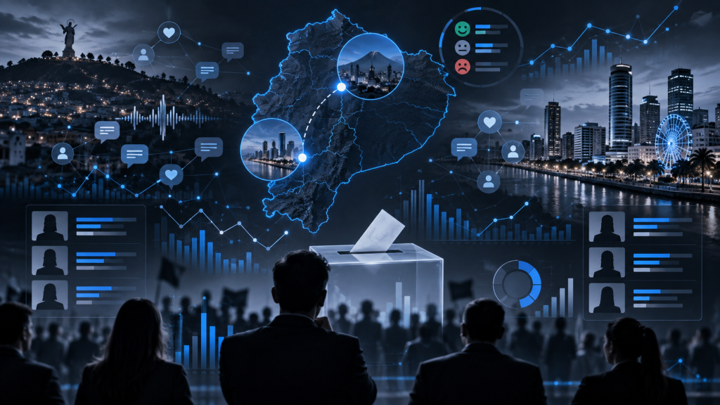 Estudio Elecciones 2027 Ecuador: análisis de tendencias digitales en Quito y Guayaquil